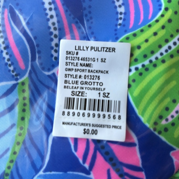 NWT Lilly Pulitzer Sport Large Polyester Backpack Blue Grotto Beleaf In Yourself - Picture 5 of 6